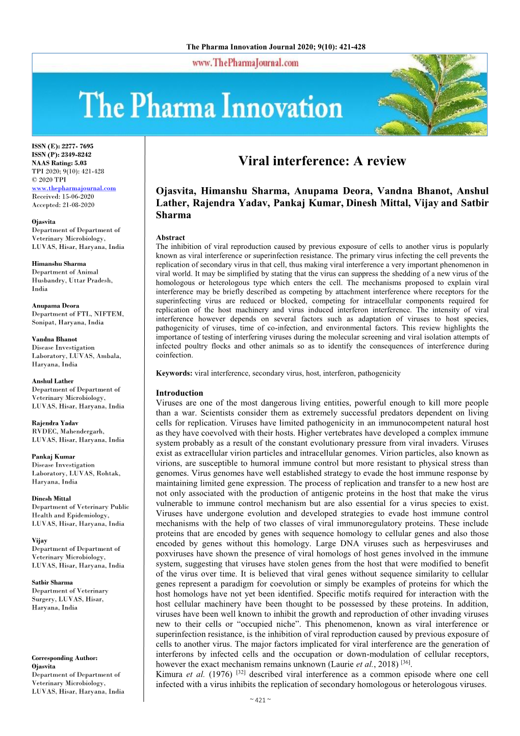 Viral Interference: a Review