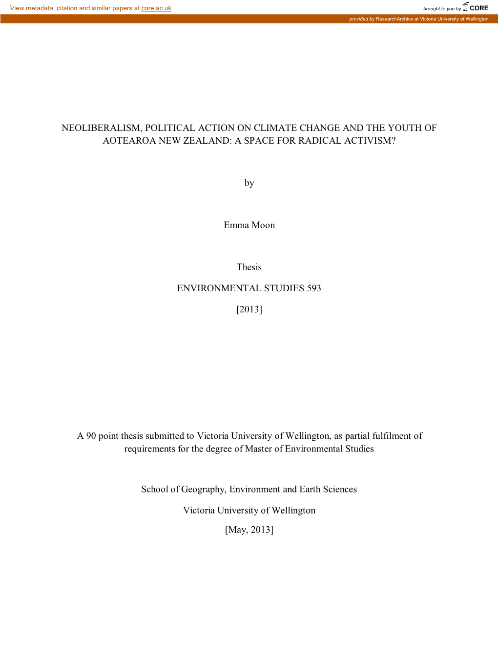 Neoliberalism, Political Action on Climate Change and the Youth of Aotearoa New Zealand: a Space for Radical Activism?