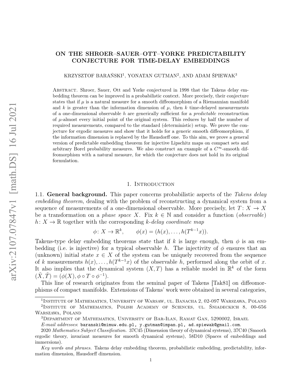 On the Shroer–Sauer–Ott–Yorke Predictability Conjecture for Time-Delay Embeddings