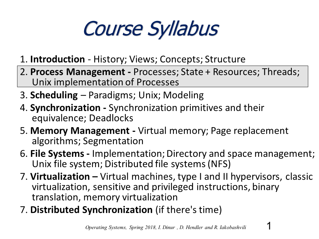 2. Processes and Scheduling