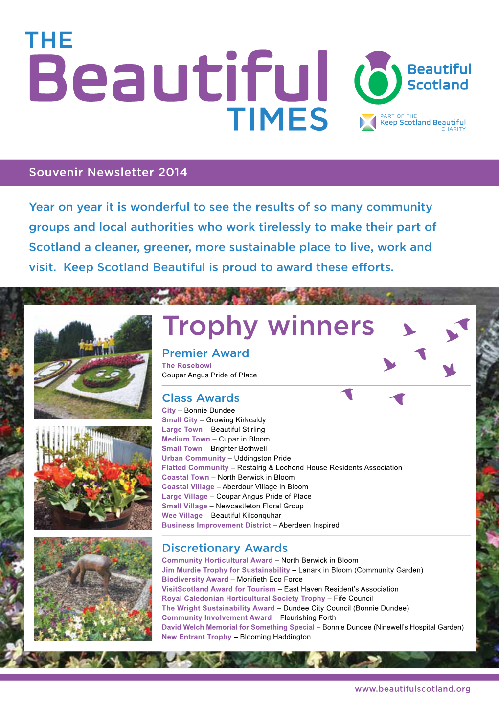 Trophy Winners Premier Award the Rosebowl Coupar Angus Pride of Place