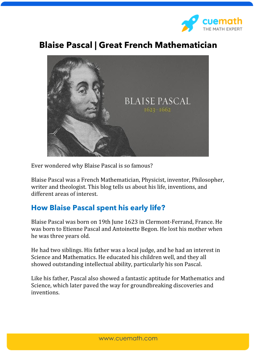 Blaise Pascal | Great French Mathematician