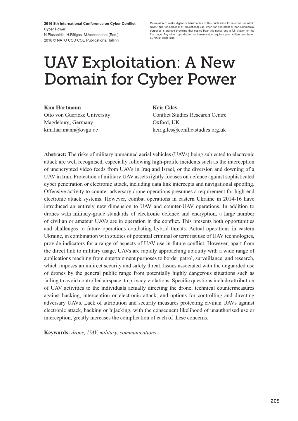 UAV Exploitation: a New Domain for Cyber Power