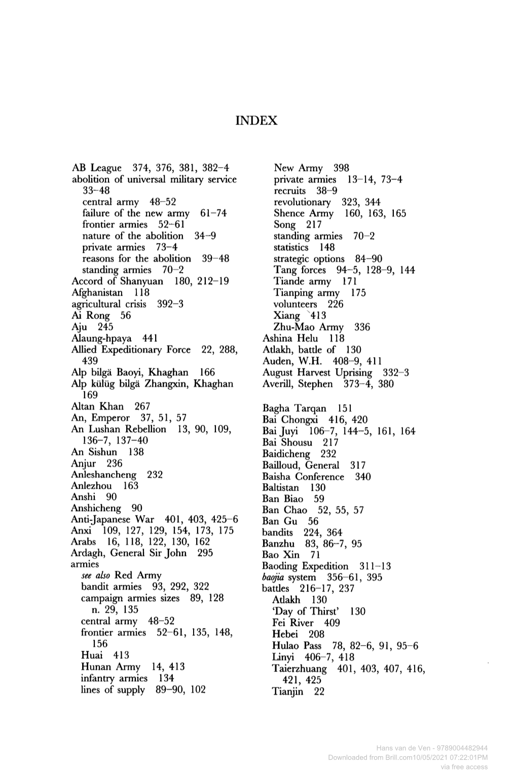 AB League 374, 376, 381, 382-4 Abolition of Universal Military