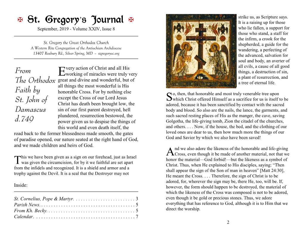 A St. Gregory's Journal A