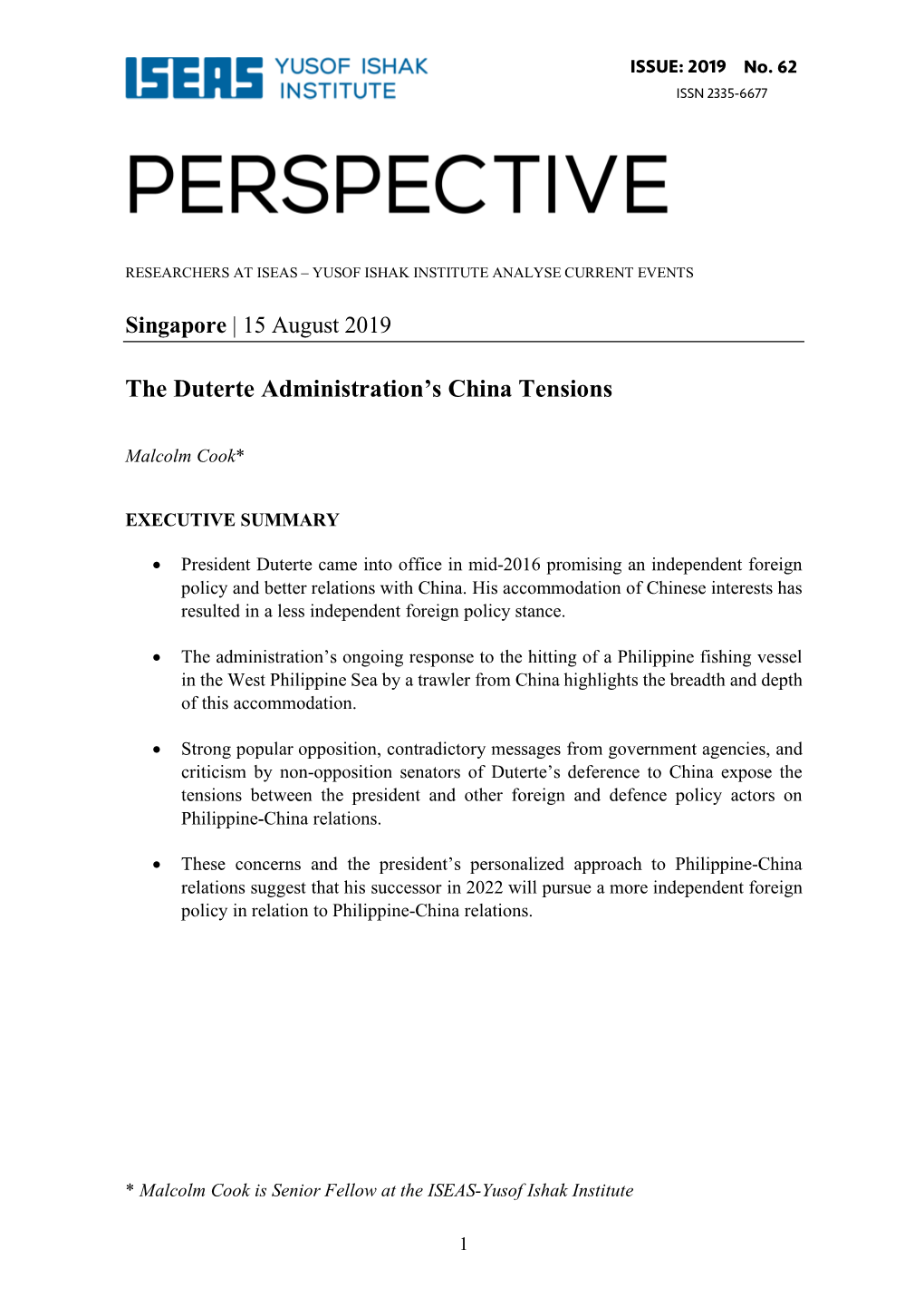 The Duterte Administration's China Tensions