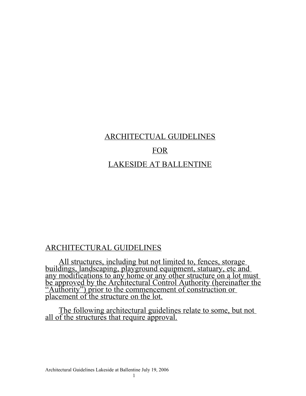 Architectual Guidelines