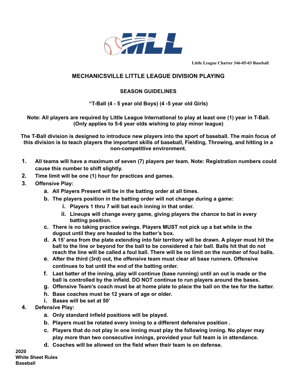 MLL 2021 White Sheet Rules