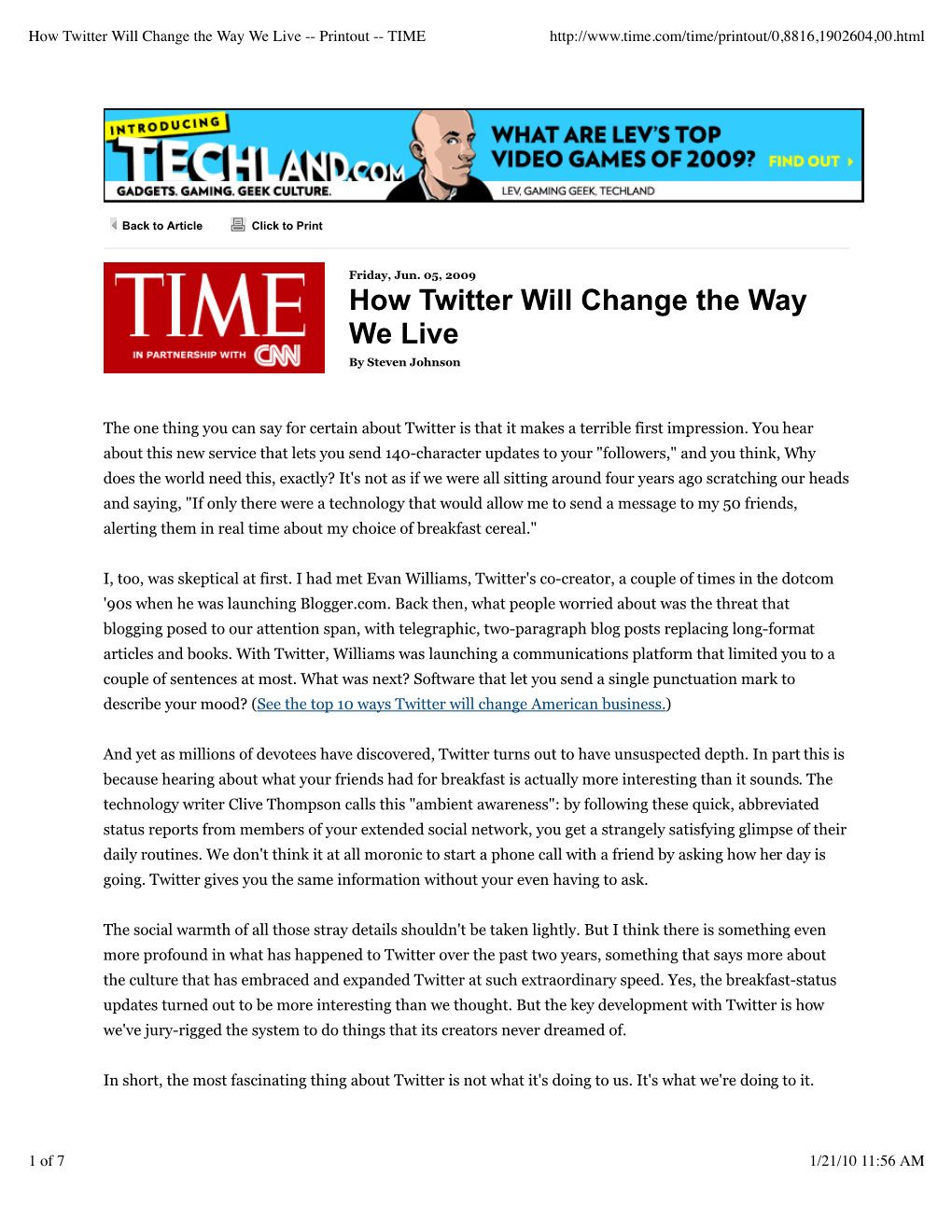 How Twitter Will Change the Way We Live -- Printout -- TIME