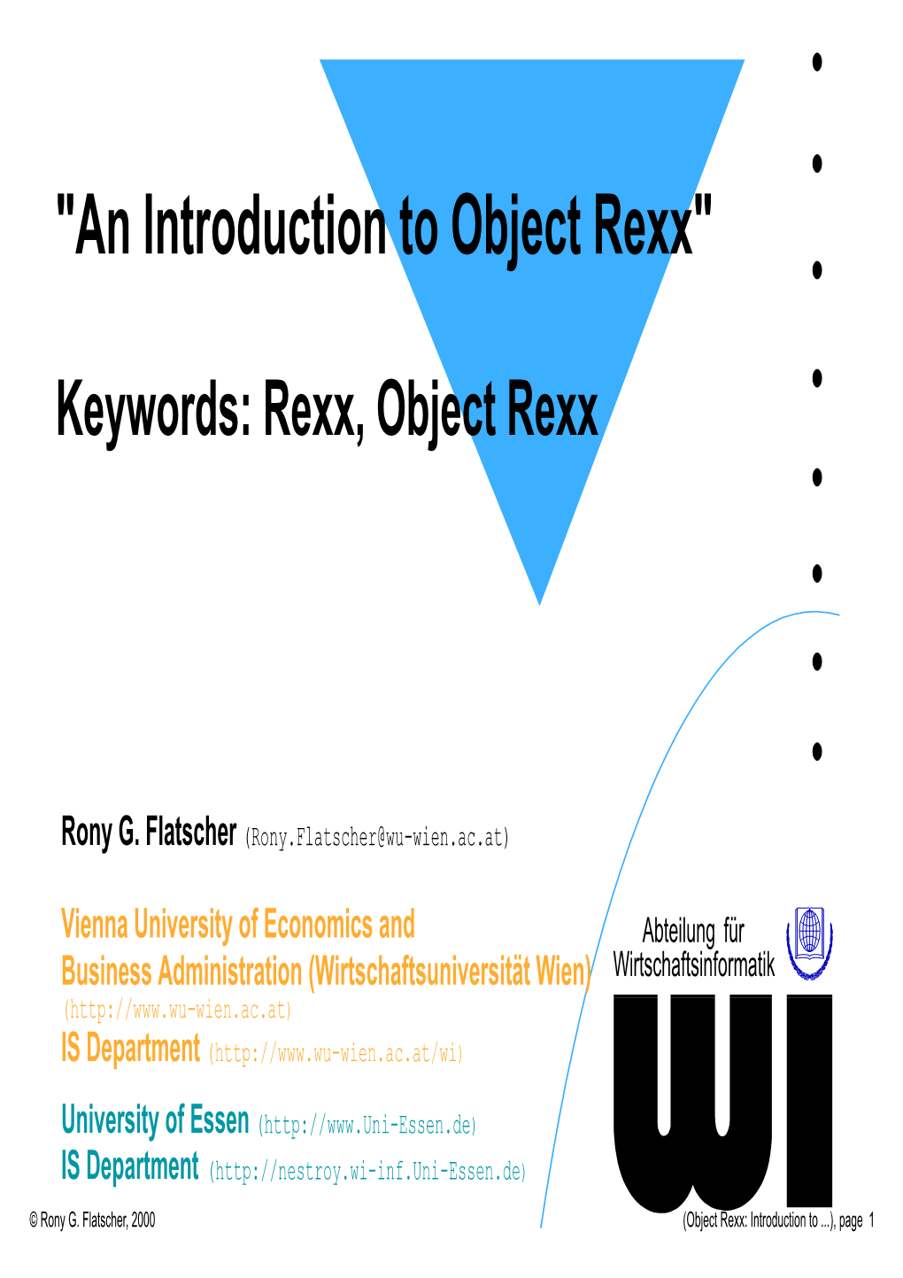 "An Introduction to Object Rexx"