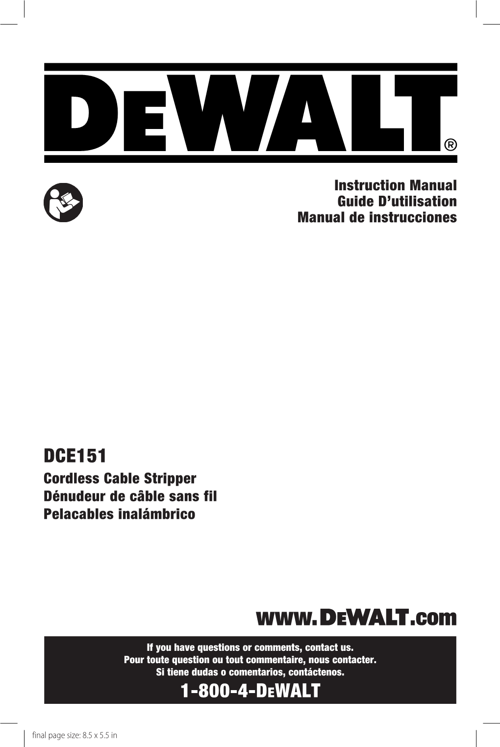 1-800-4-Dewalt DCE151