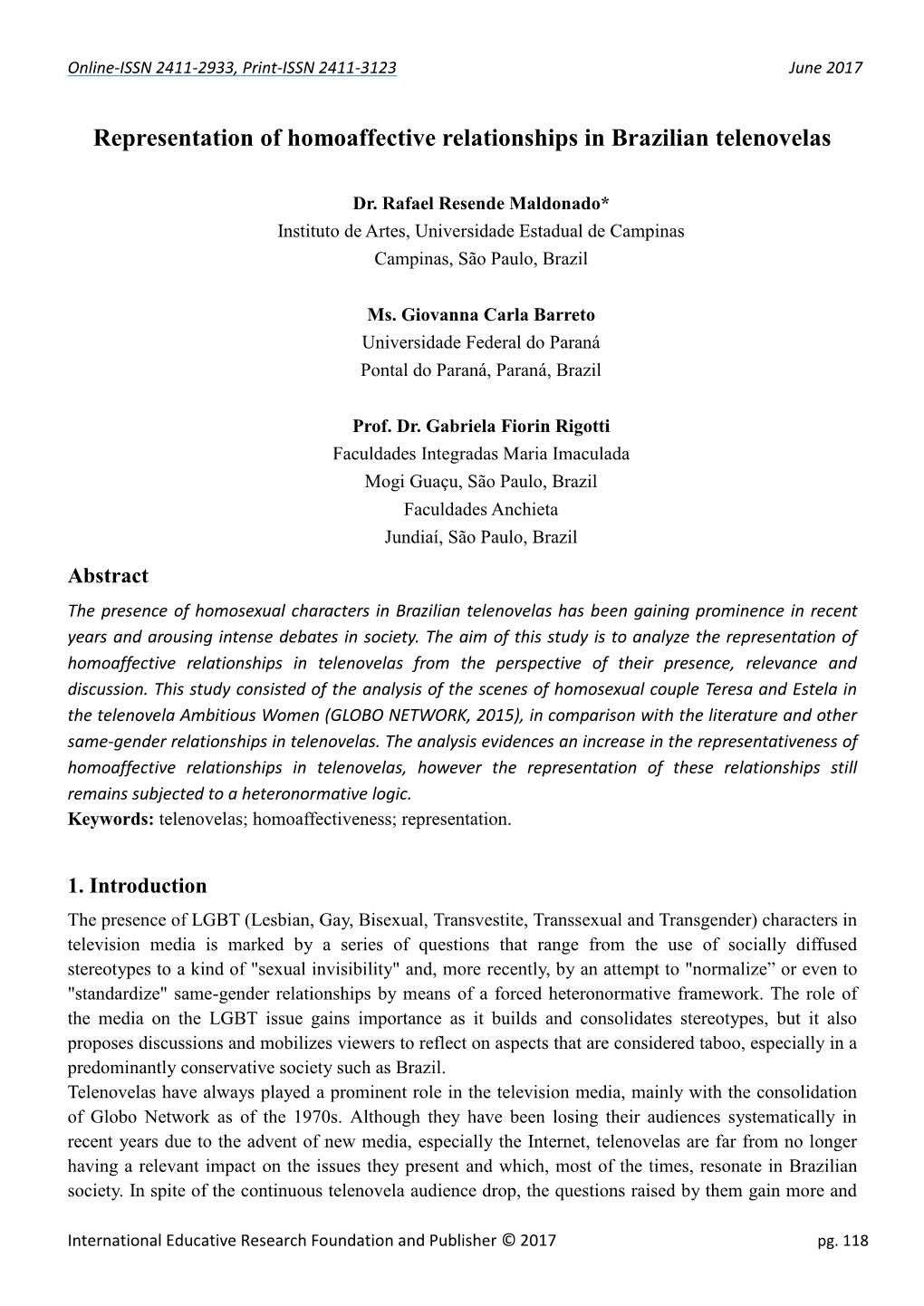 Representation of Homoaffective Relationships in Brazilian Telenovelas