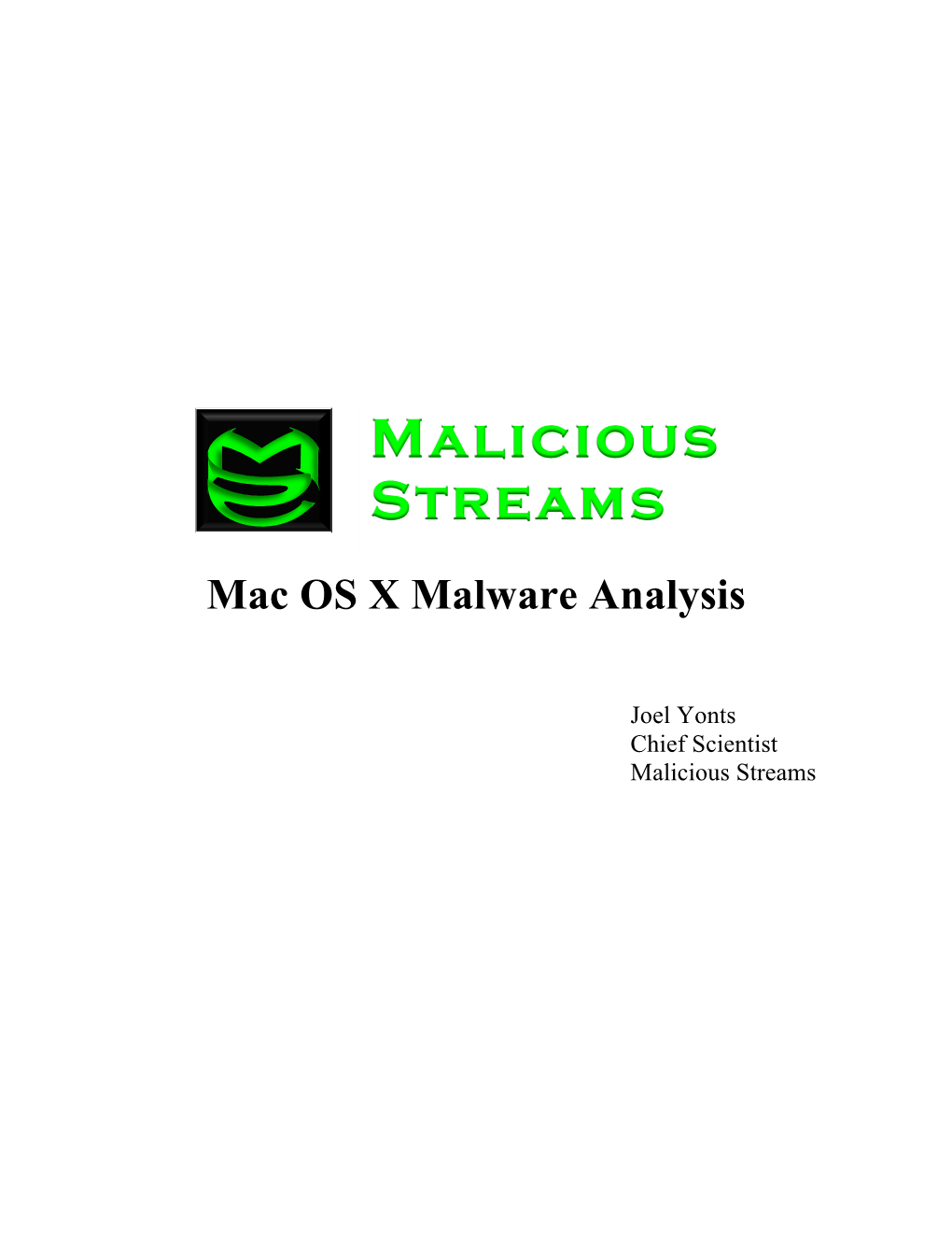 Mac OS X Malware Analysis