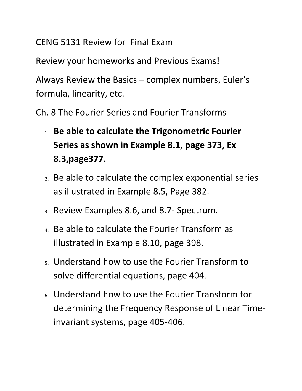 CENG 5131 Review for Final Exam