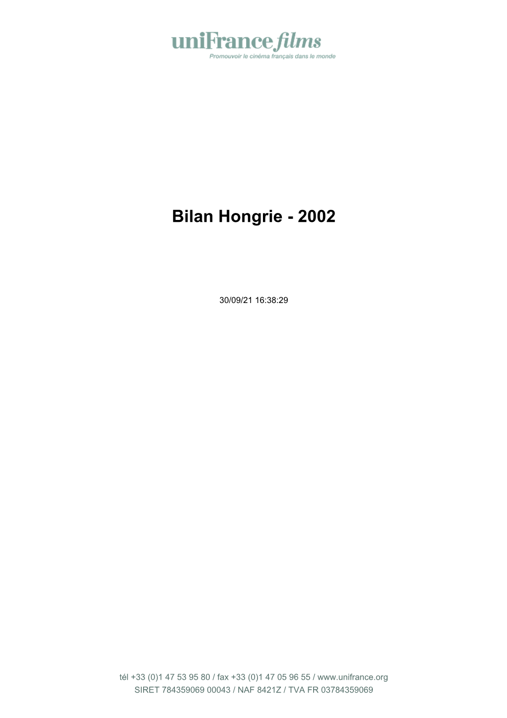 Bilan Hongrie - 2002