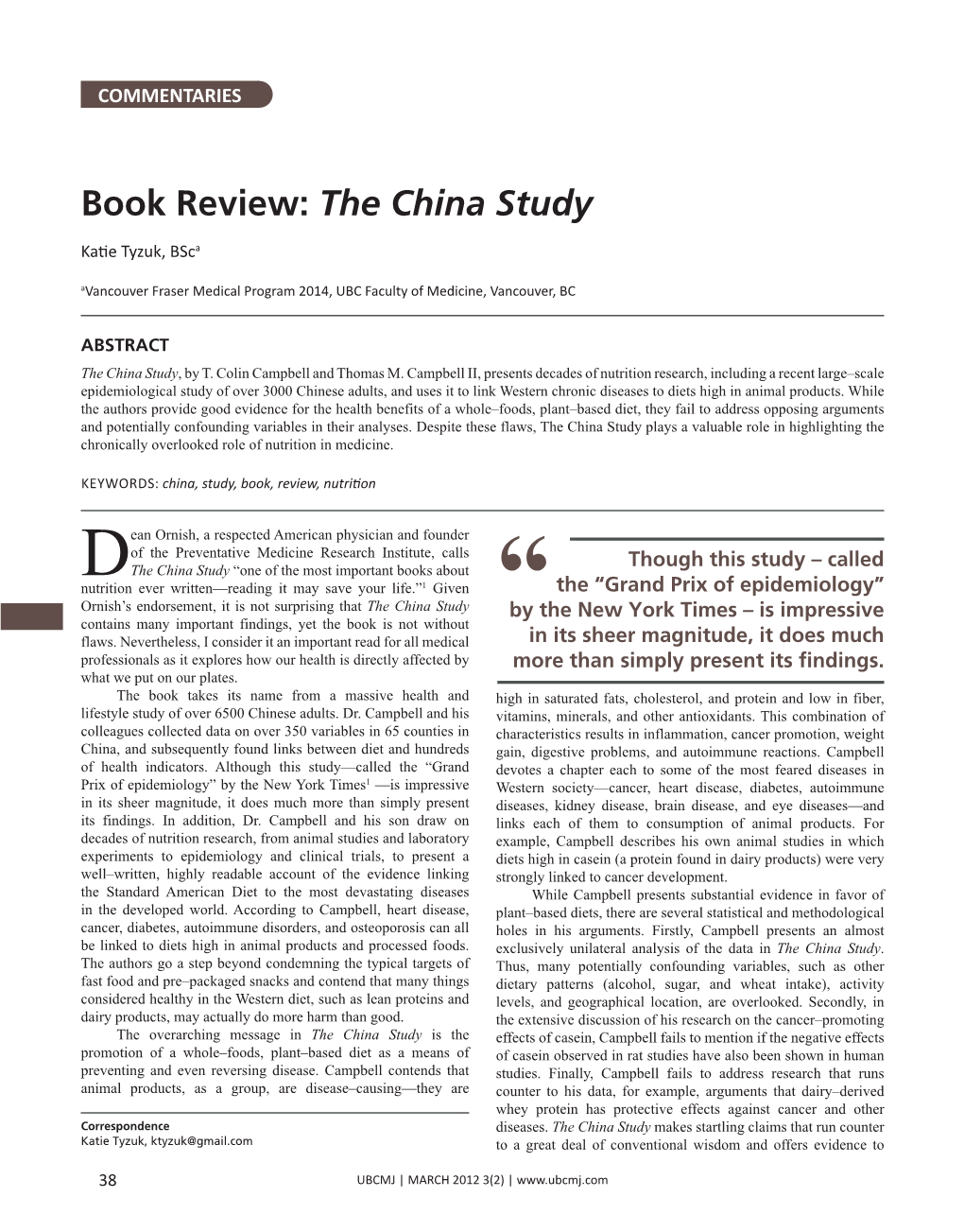 Book Review: the China Study