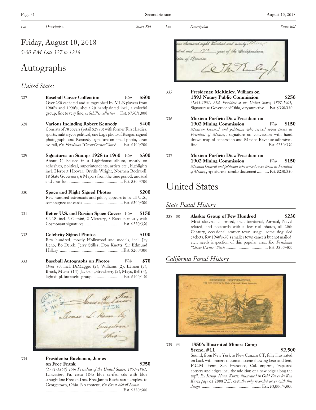 Autographs United States
