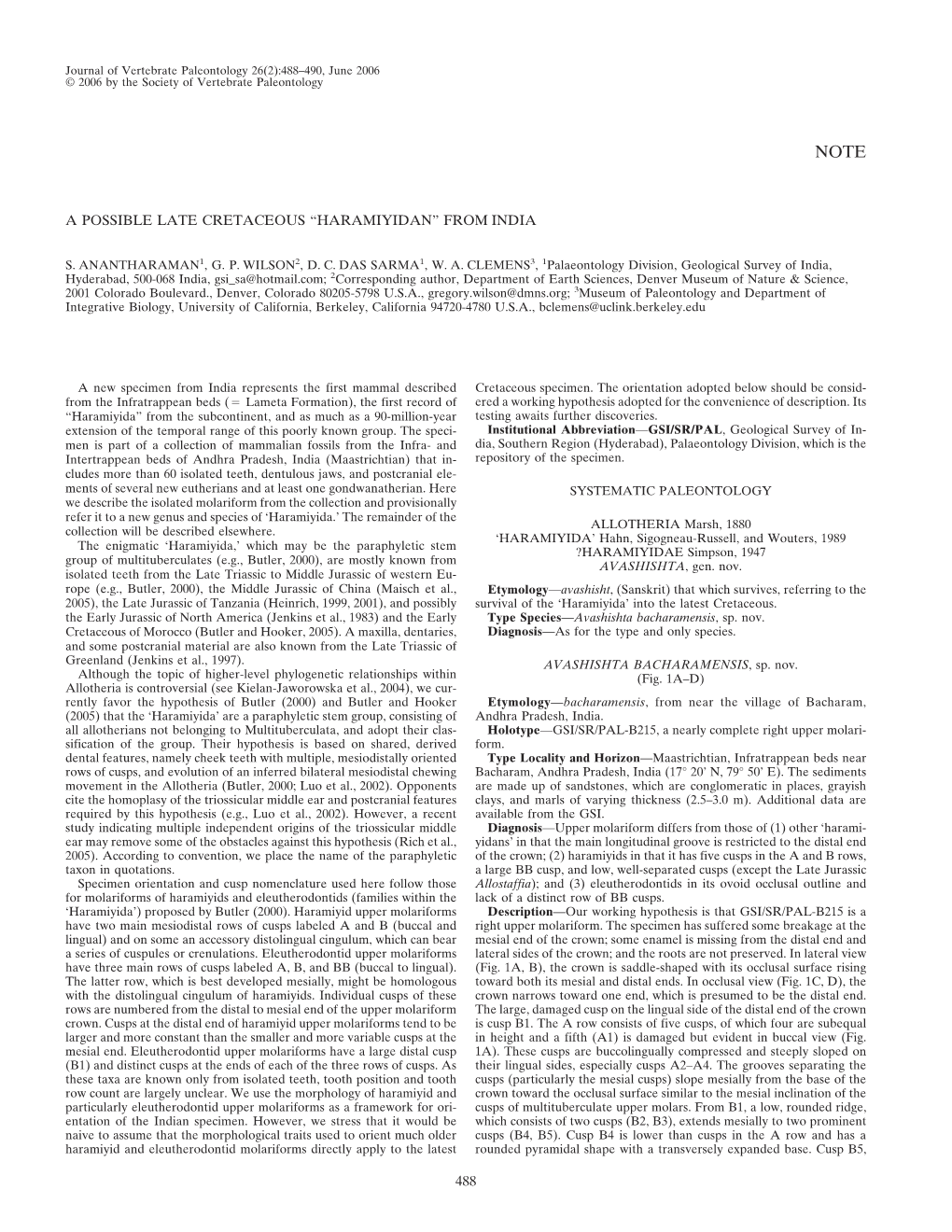 A Possible Late Cretaceous “Haramiyidan” from India