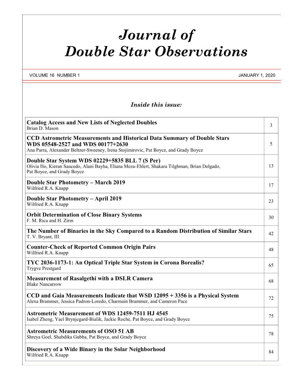 Astrometric Measurement of WDS 12459-7511 HJ 4545 75 Isabel Zheng, Yael Brynjegard-Bialik, Jackie Roche, Pat Boyce, and Grady Boyce