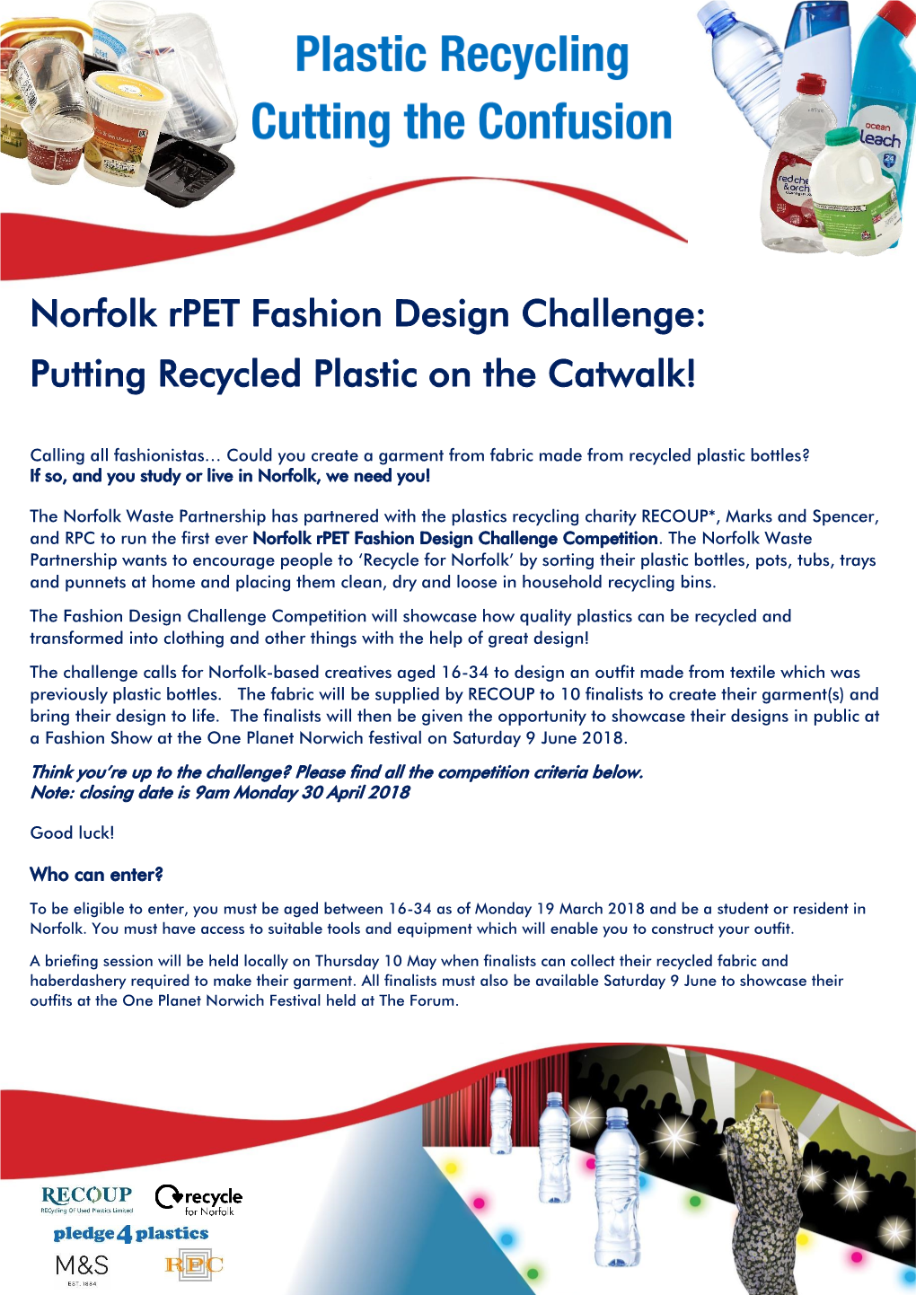 Norfolk Rpet Fashion Design Challenge: Putting Recycled Plastic on the Catwalk!