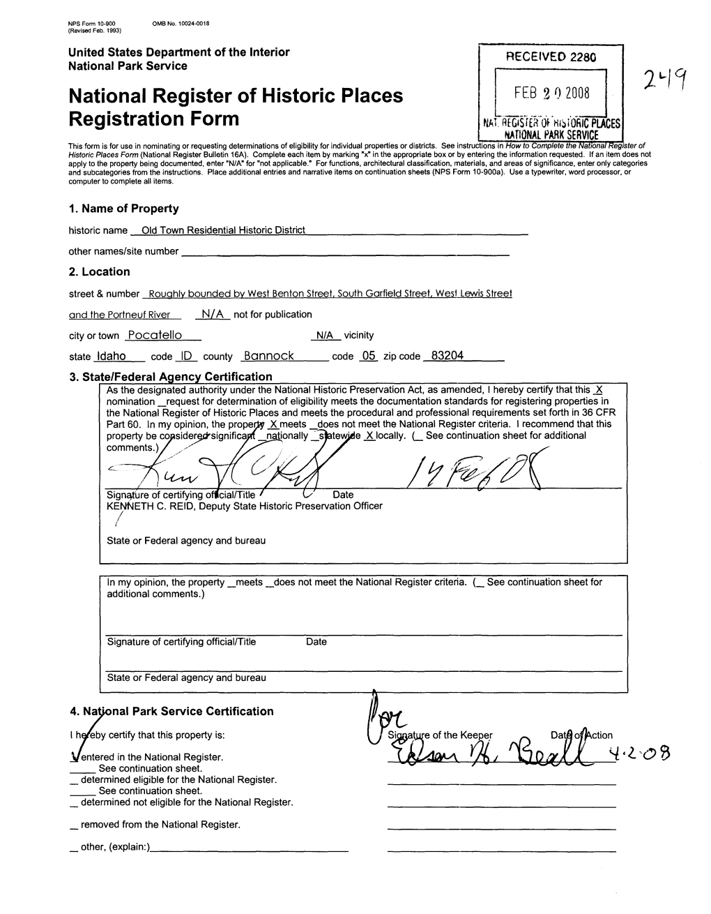 National Register of Historic Places Registration Form NAT