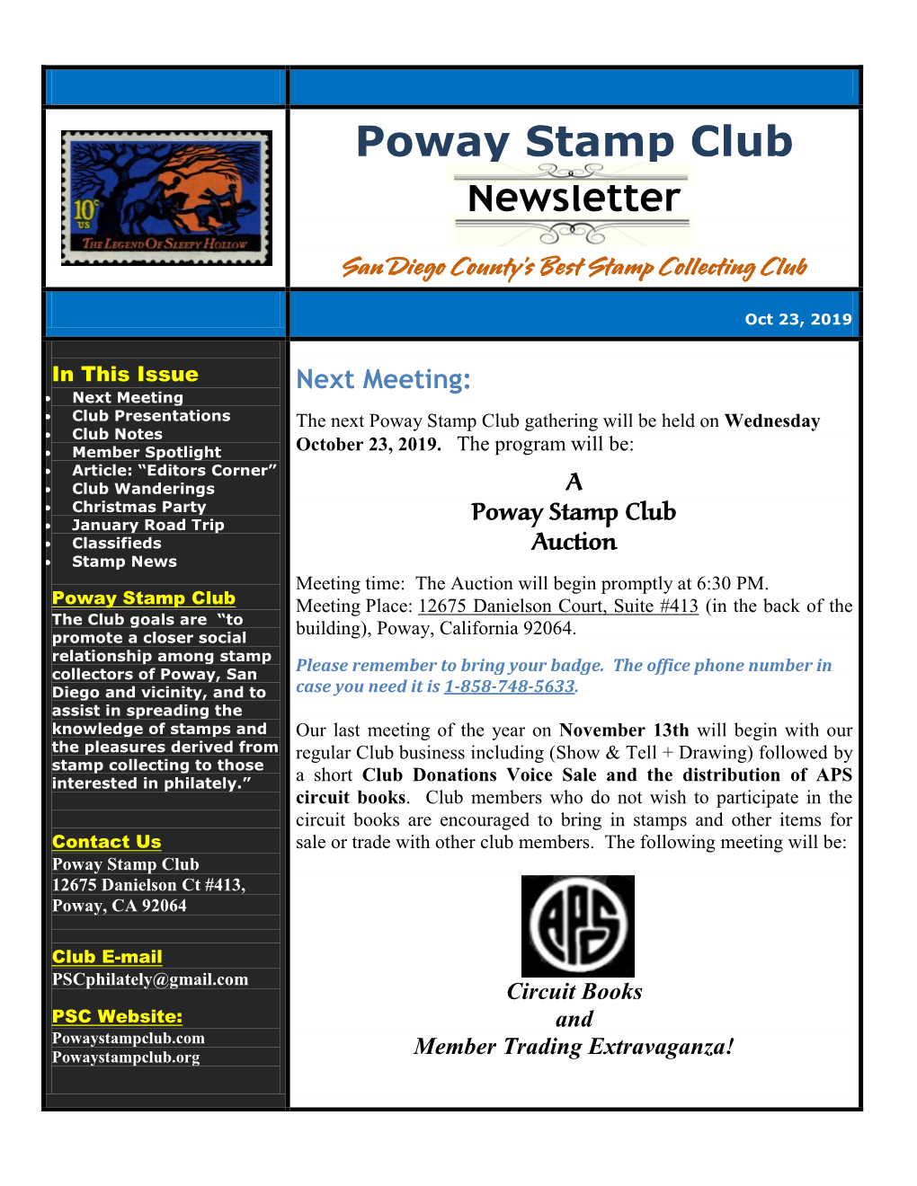 Poway Stamp Club Newsletter