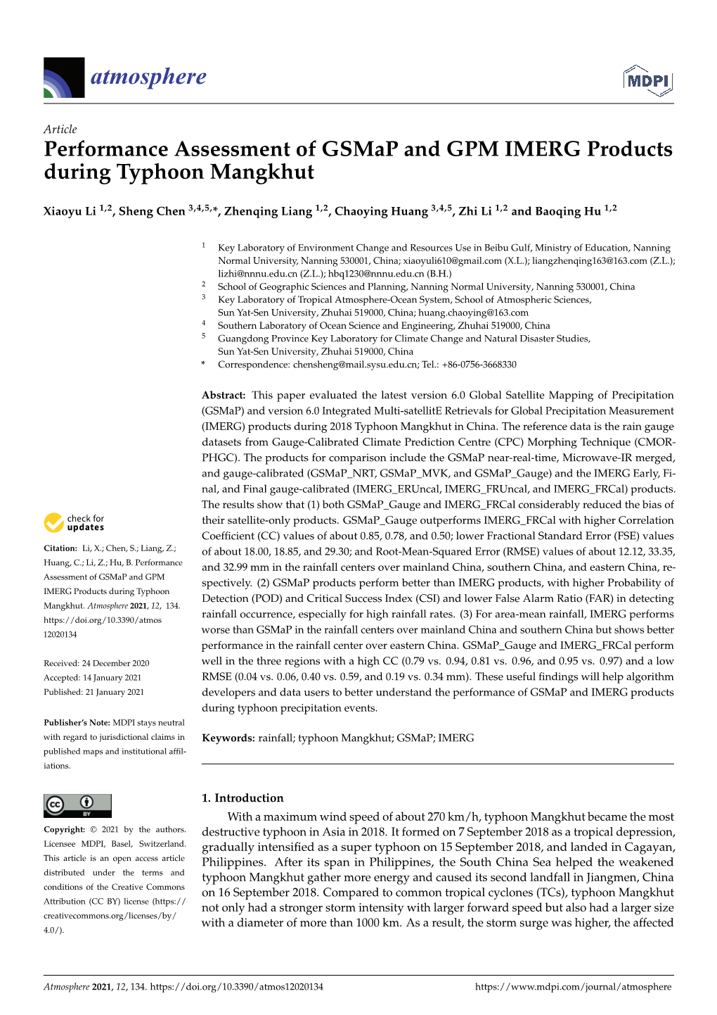 Performance Assessment of Gsmap and GPM IMERG Products During Typhoon Mangkhut