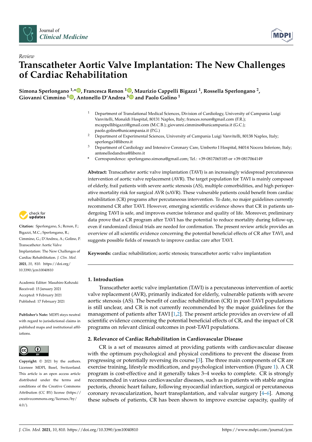 Transcatheter Aortic Valve Implantation: the New Challenges of Cardiac Rehabilitation