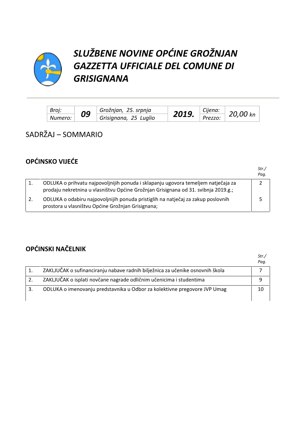 Sluzbene Novine Br 09 2019