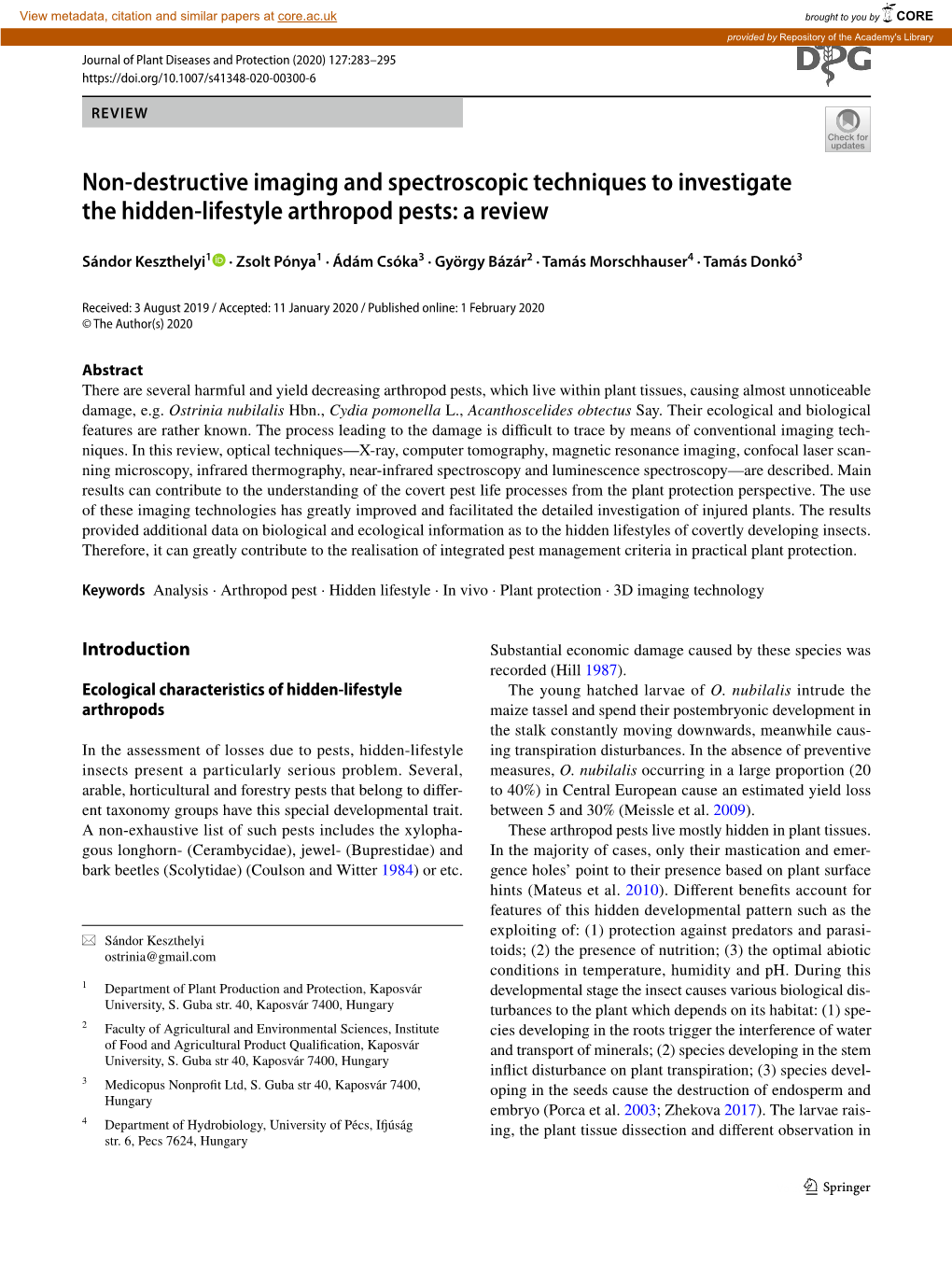 Non-Destructive Imaging and Spectroscopic Techniques to Investigate the Hidden-Lifestyle Arthropod Pests