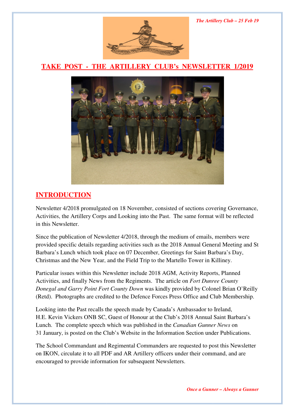 Artillery Club Newsletter 1 of 2019 ( V 25 Feb