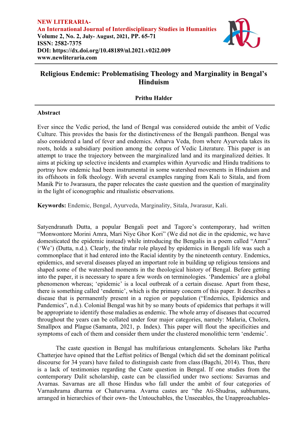 Problematising Theology and Marginality in Bengal's Hinduism