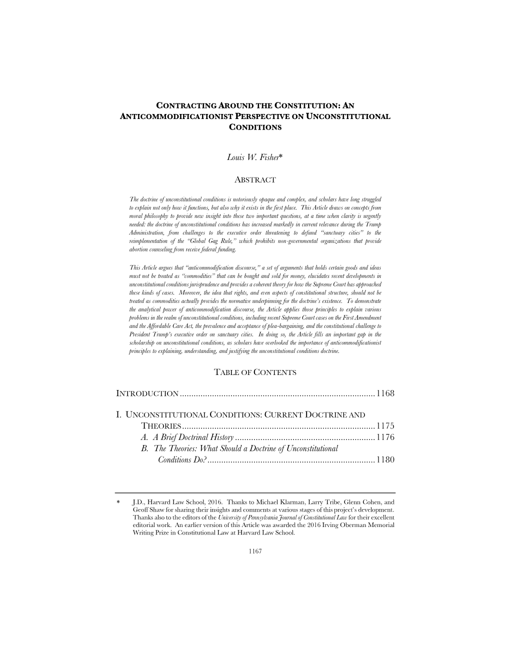 Contracting Around the Constitution: an Anticommodificationist Perspective on Unconstitutional Conditions