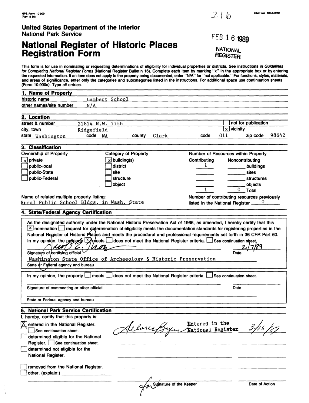 National Register of Historic Places Continuation Sheet