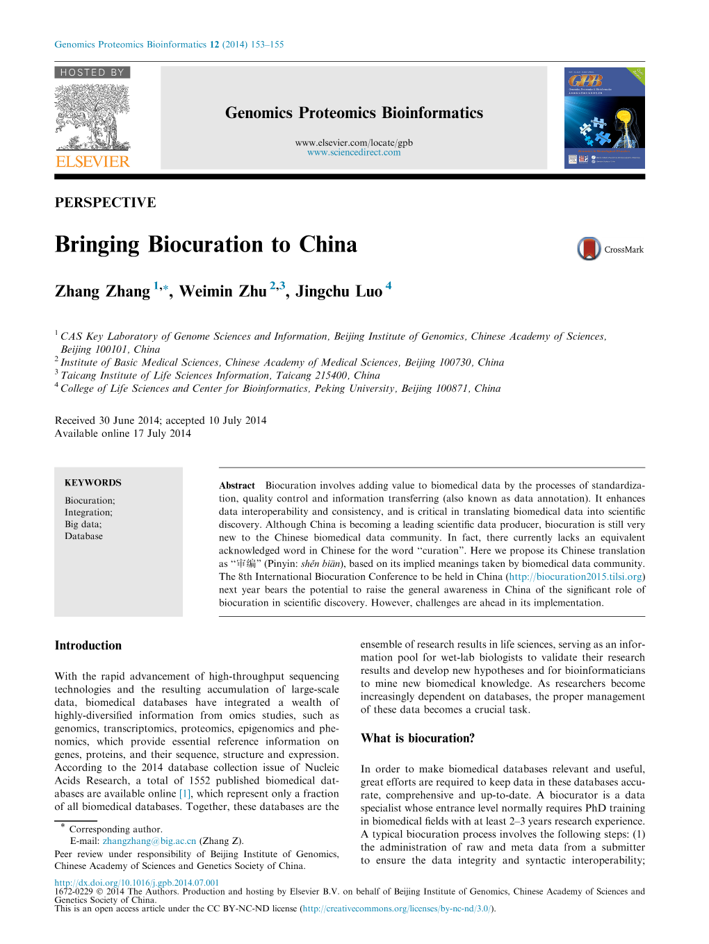Bringing Biocuration to China