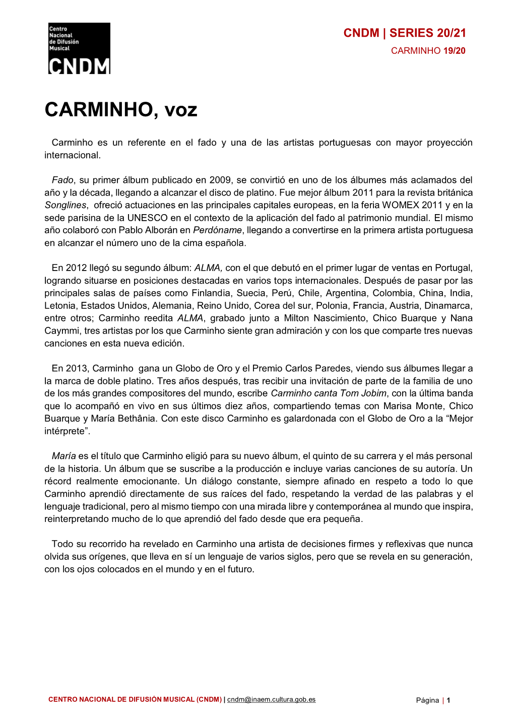 Biografía Carminho