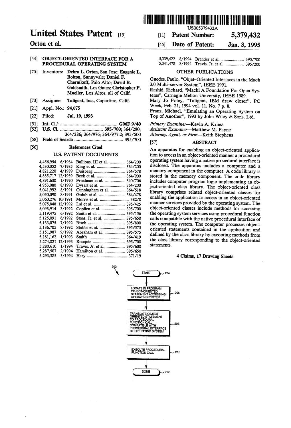 Uillted States Patent [19] [11] Patent Number: 5,379,432 Orton Et Al