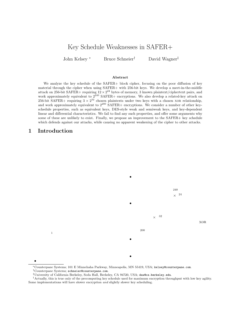 Key Schedule Weaknesses in SAFER+