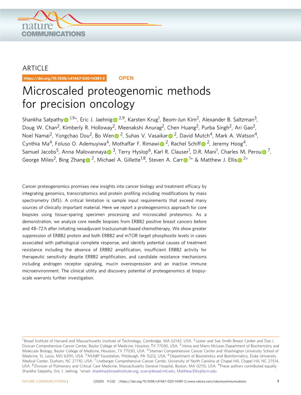 Microscaled Proteogenomic Methods for Precision Oncology