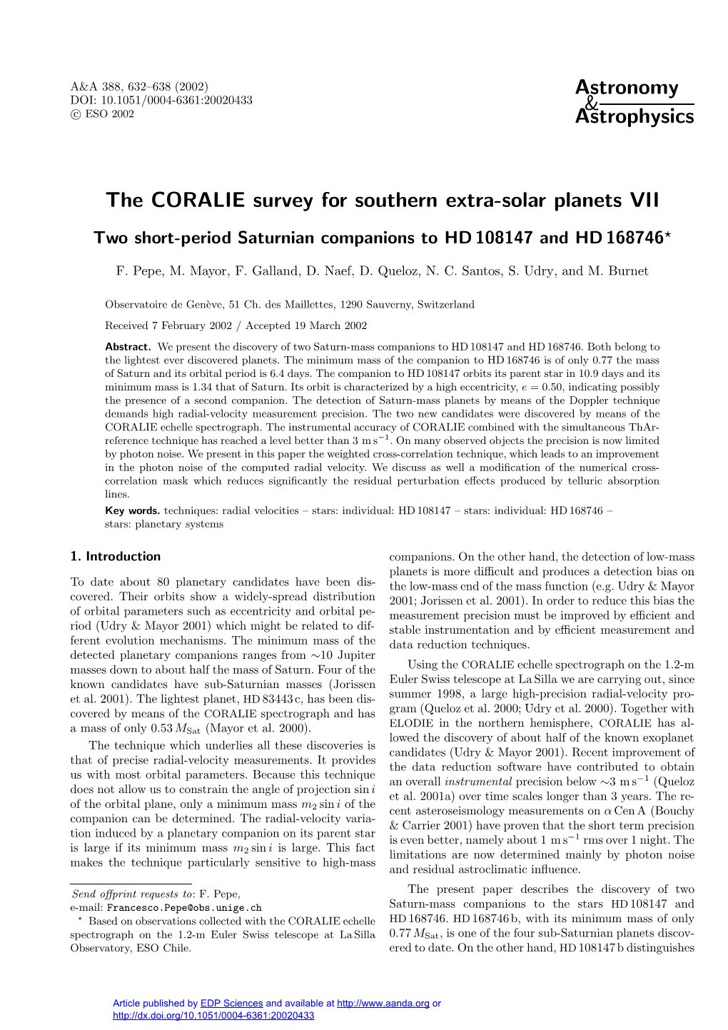 The CORALIE Survey for Southern Extra-Solar Planets VII