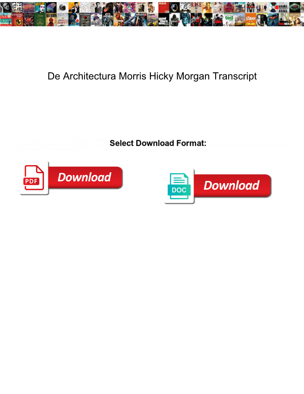 De Architectura Morris Hicky Morgan Transcript