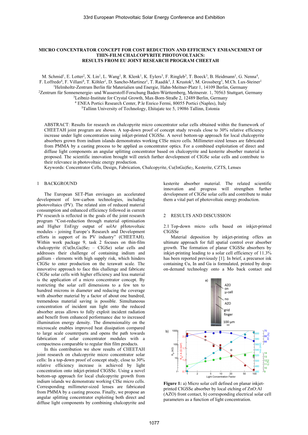 Micro Concentrator Concept for Cost Reduction and Efficiency Enhancement of Thin-Film Chalcopyrite Photovoltaics: Results from Eu Joint Research Program Cheetah