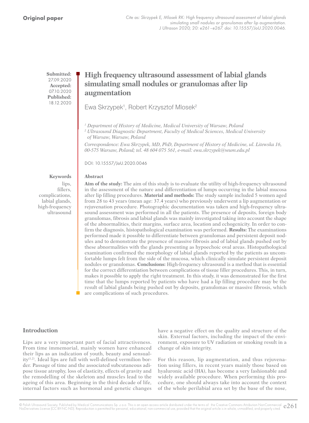 High Frequency Ultrasound Assessment of Labial Glands