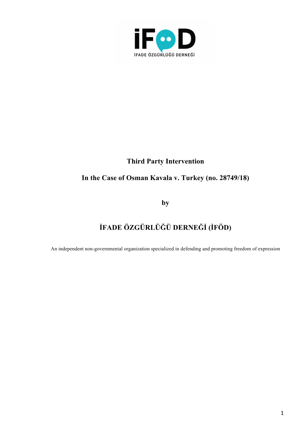 IFOD Ecthr Osman Kavala Third Party Intervention