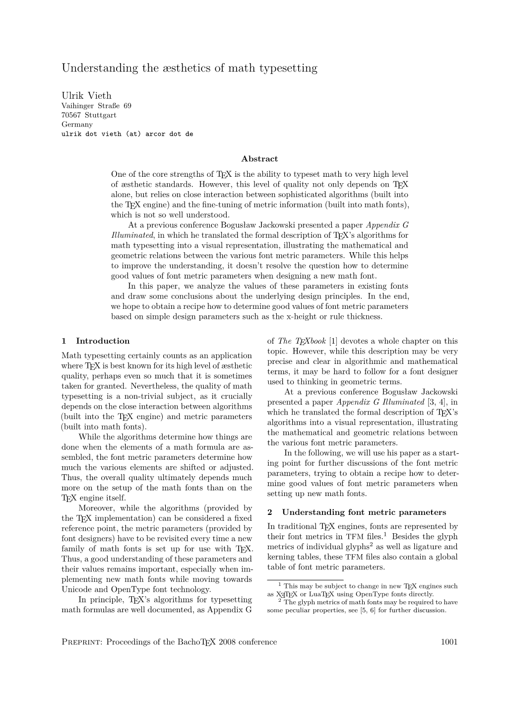 Understanding the Æsthetics of Math Typesetting