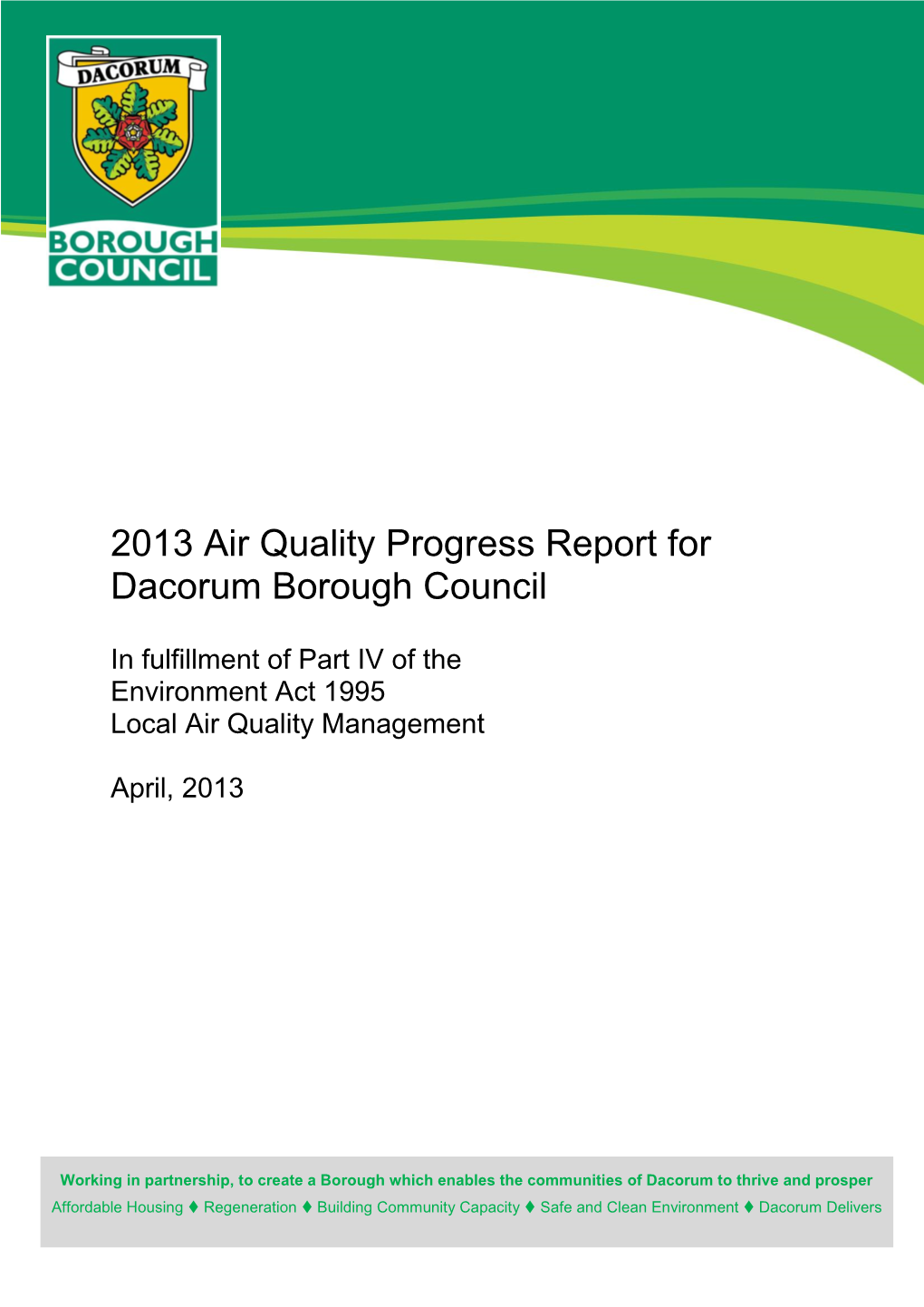 Air Quality Progress Report for Dacorum Borough Council