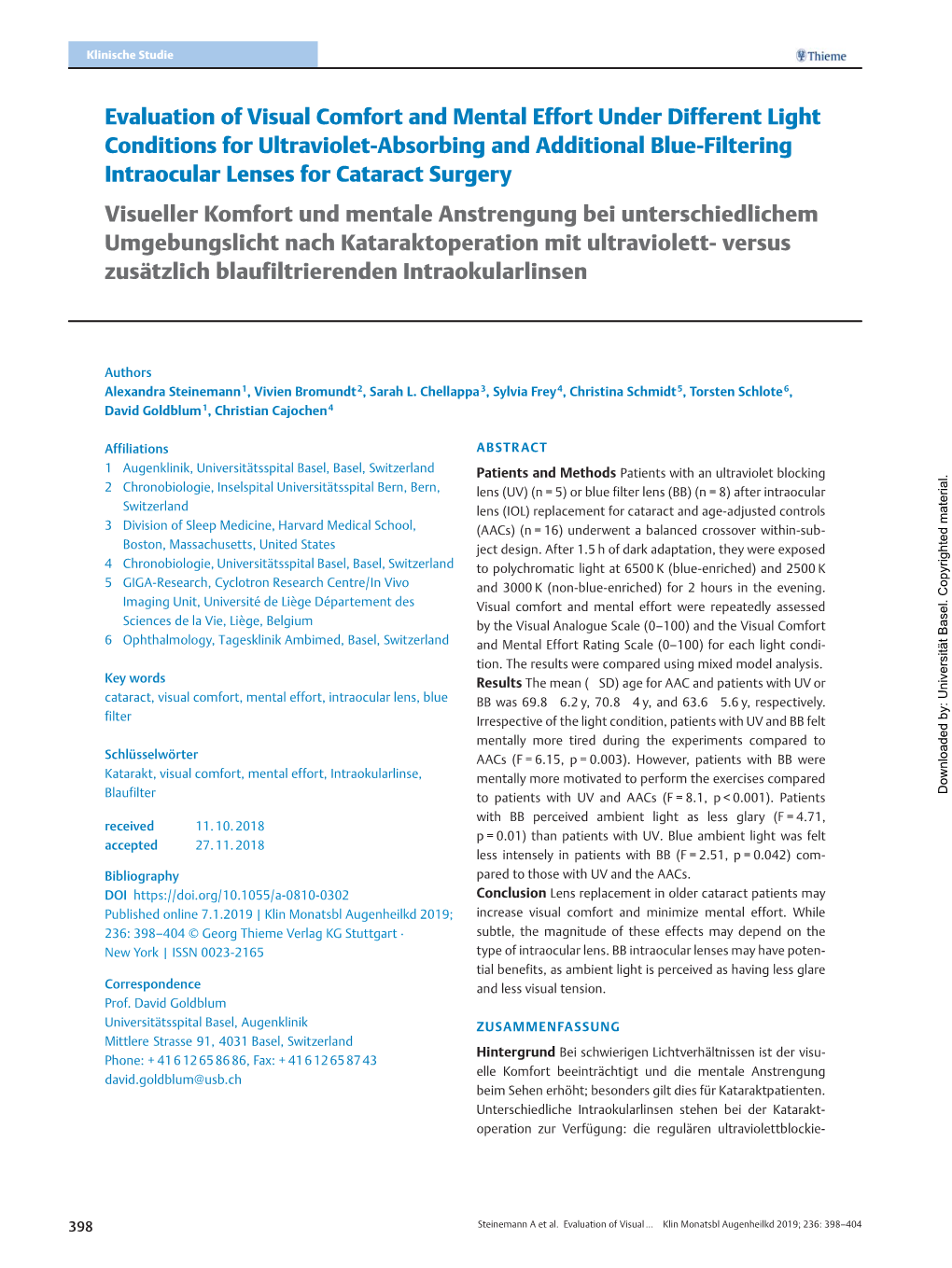 Evaluation of Visual Comfort and Mental Effort Under Different Light