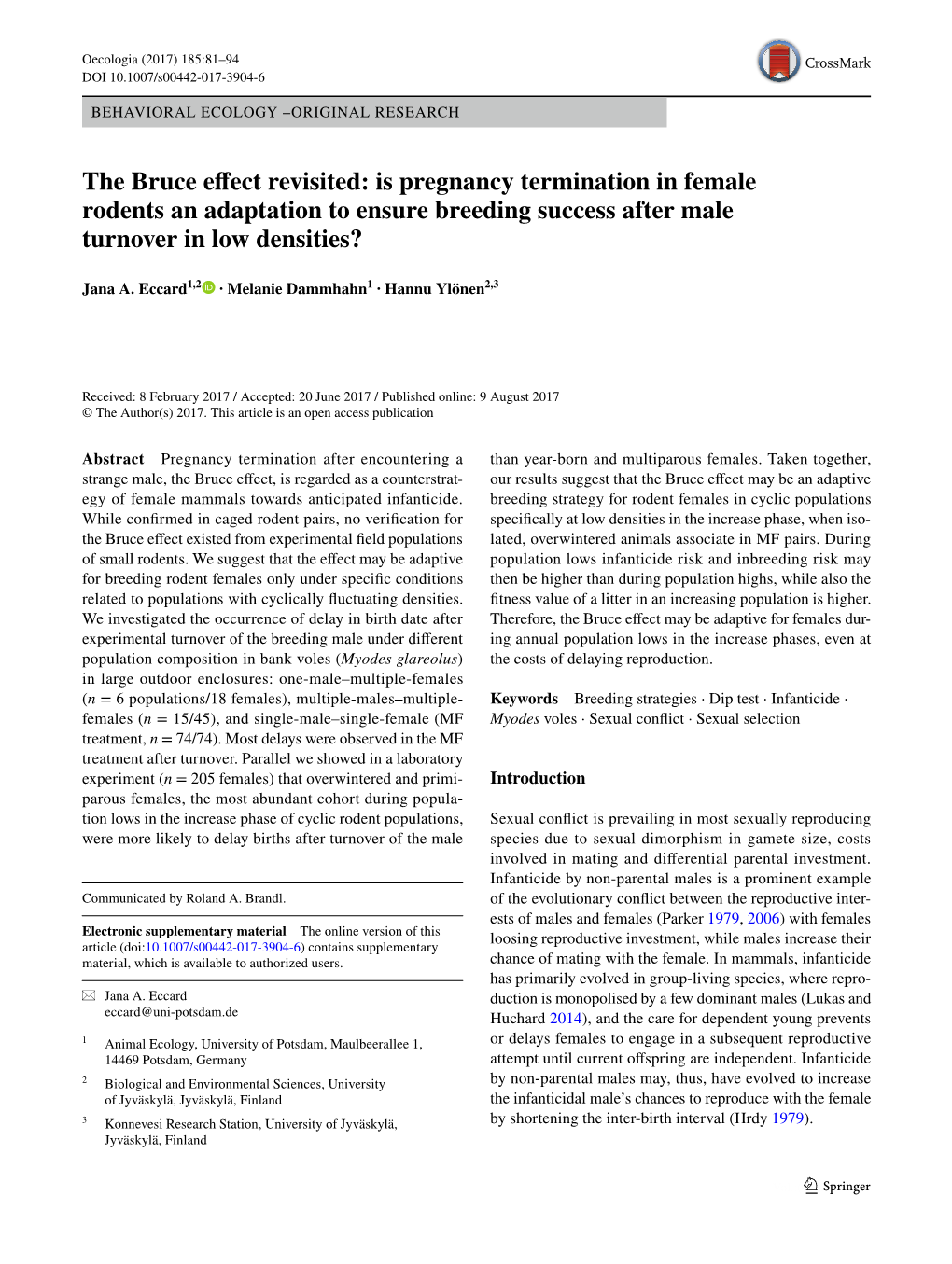 The Bruce Effect Revisited: Is Pregnancy Termination in Female Rodents an Adaptation to Ensure Breeding Success After Male Turno