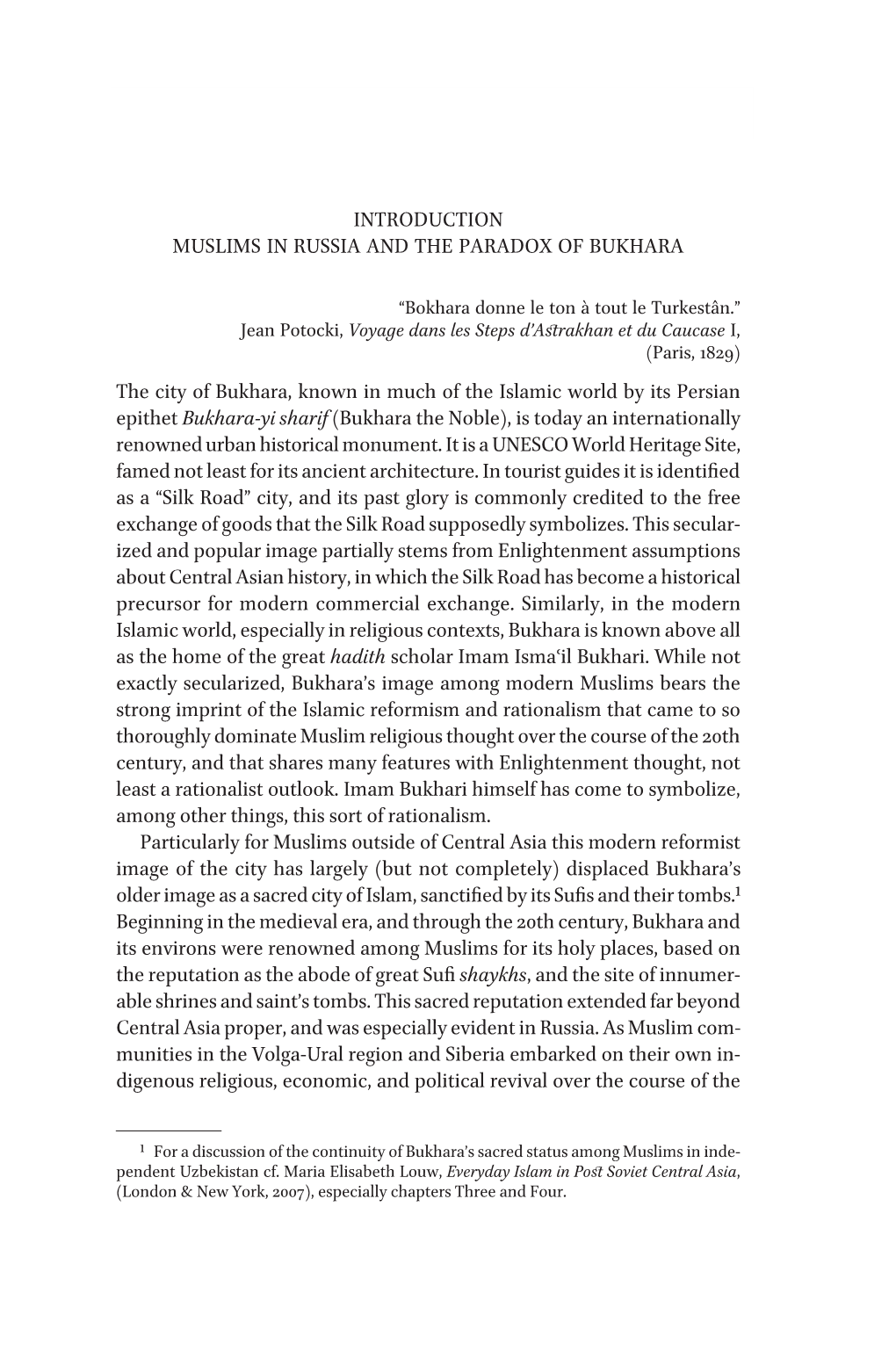 Muslims in Russia and the Paradox of Bukhara 1 Introduction