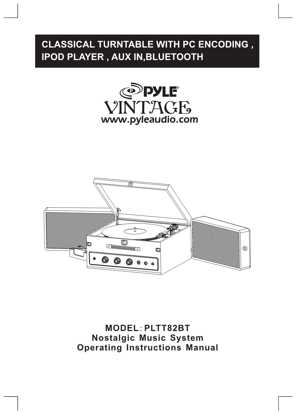 Classical Turntable with Pc Encoding , Ipod Player , Aux In,Bluetooth